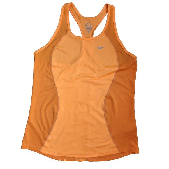 Nike Womens Dri-Fit Mesh Racerback Activewear Tank Top Orange Size Large - Picture 1 of 4
